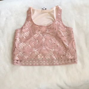 Pink tank with lace